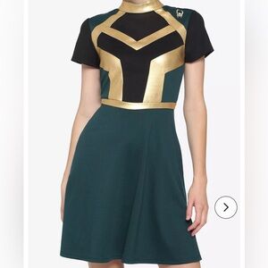 Her Universe Marvel Loki Mock Neck Mesh Inset Panel Dress